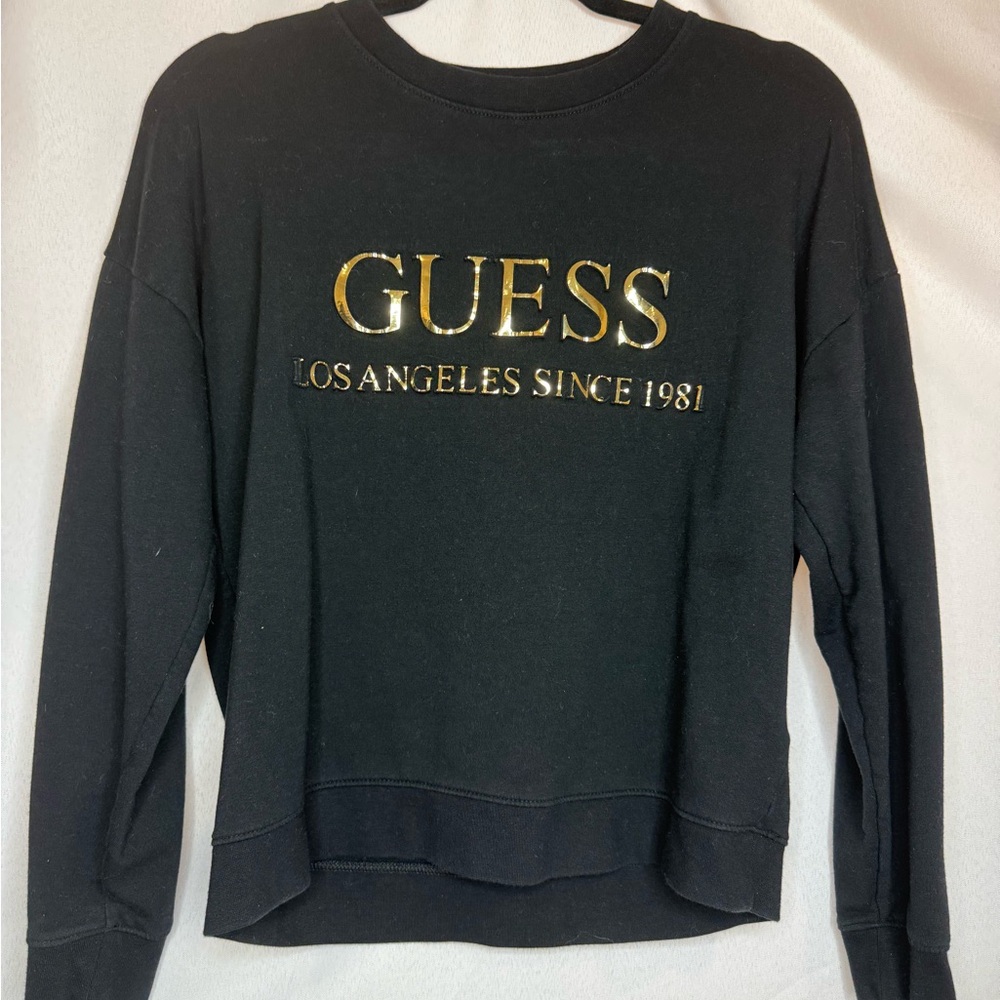 Guess Black and Gold Relaxed Long Sleeve Sweatshirt